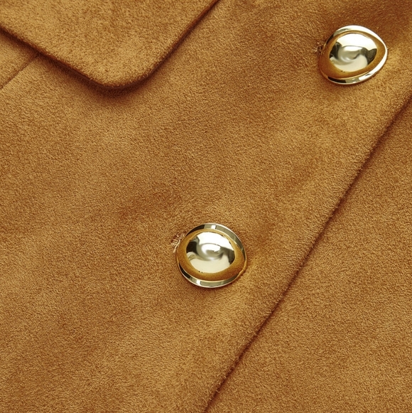 Commense Metal Button Suede Effect Keyhole-Neck Mini Dress SPU: OA250828011 - Picture 5 of 5